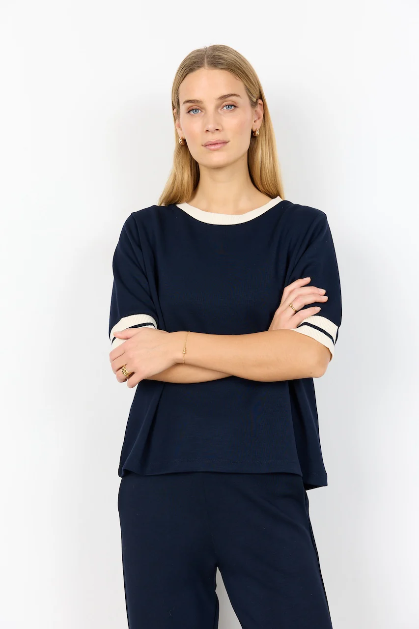 Le t-shirt bordure côtelée Soya Concept | 27436
